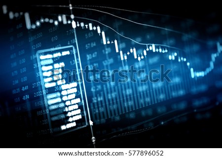 Statistic graph of stock market data and finance indicator analysis by LED display. Finance statistic graph stock education and marketing analysis. Stock market financial analysis indicator background