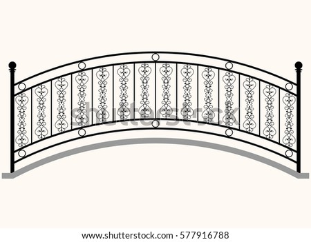 Arch Bridge Railing Vector Illustration