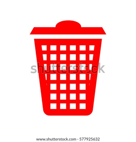 Dustbin vector icon. Vector. Red icon on white background. Isolated.