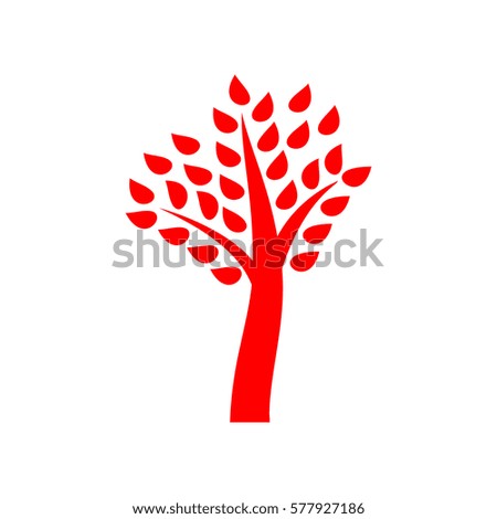 Tree sign illustration. Vector. Red icon on white background. Isolated.