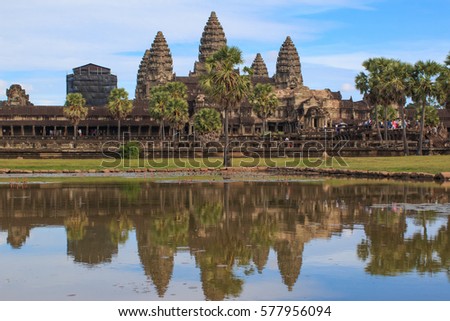 Reflection at Angkor Wat, popular photo shot is here.