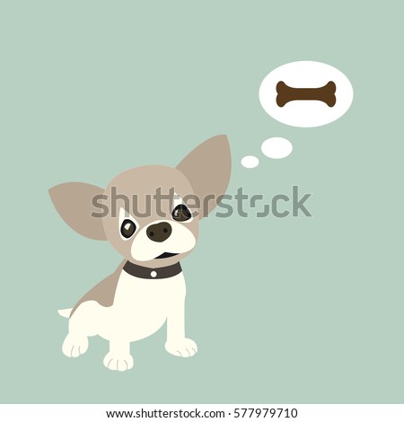 Cute dog thinking about a bone, retro  Illustration