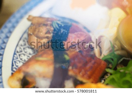 Picture blurred  for background abstract and can be illustration to article of sushi japanese food