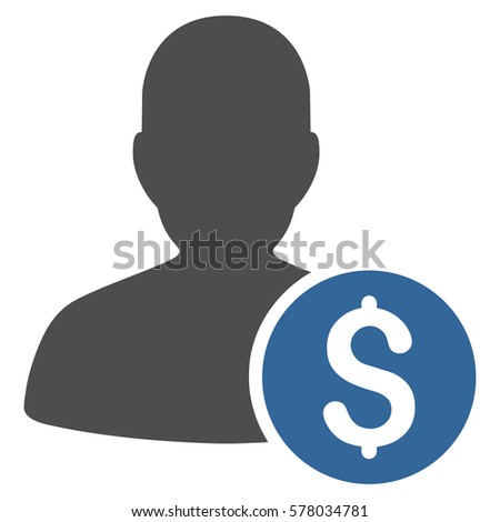 Investor vector icon. Illustration style is a flat iconic bicolor cobalt and gray symbol on white background.