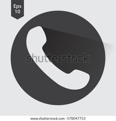 Simple Phone Symbol In Circle. Flat Icon Of Telecommunications. Vector Illustration