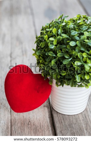 Valentines day. Red heart on wooden background