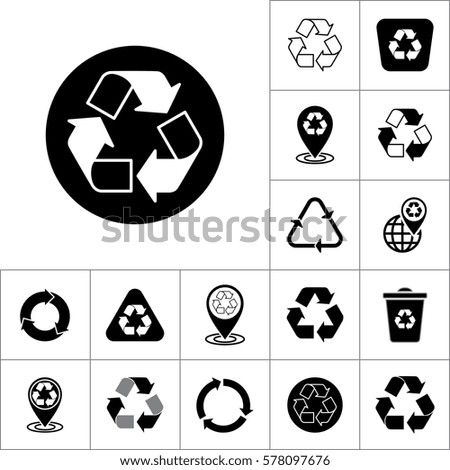 recycle icon on white background, recycling set