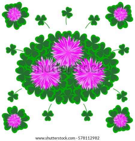Garden flowers vector illustration. Floral composition with flowers and leaves in flat design style