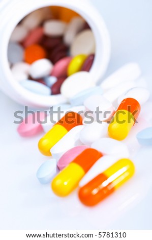 Vitamins and the box. Shallow depth of field.