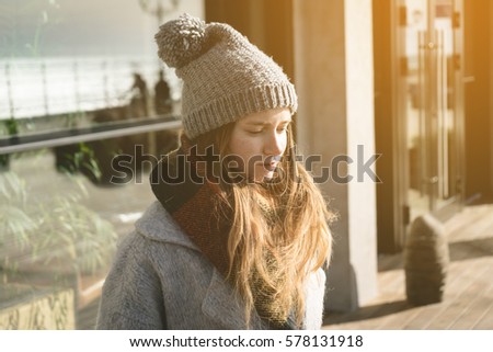 Thinking woman over sunset