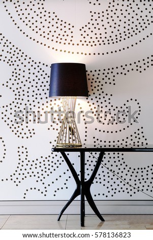 modern wallpaper and lamp with desk style                               