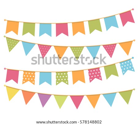 Different colorful bunting for decoration of invitations, greeting cards etc, bunting flags, vector eps10 illustration Royalty-Free Stock Photo #578148802