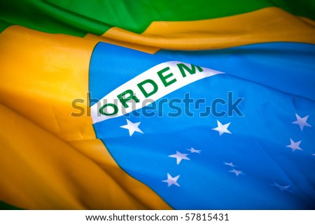Picture of the Brazilian flag with wavy texture Royalty-Free Stock Photo #57815431