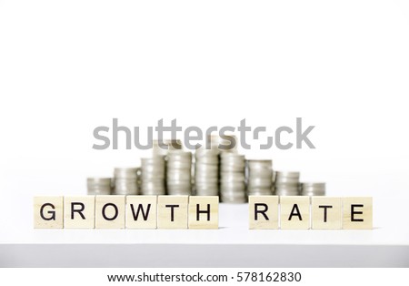 GROWTH RATE text made with wood blocks.Business Concept 