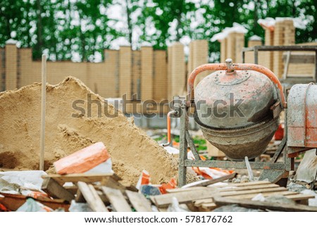 cement mixer at a construction site