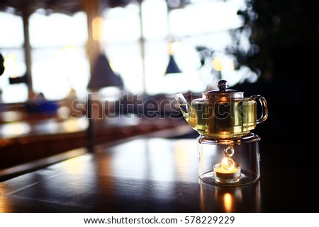 Green tea in a cafe decorations