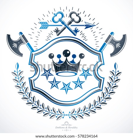 Heraldic Coat of Arms decorative emblem isolated vector illustration.