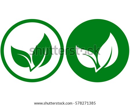 natural branch icon with green leaf silhouette Royalty-Free Stock Photo #578271385