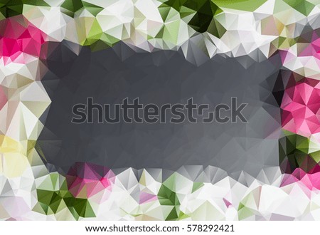 Low polygon Triangle Pattern Background Flower, petals and blank card for your text