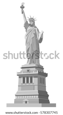 Isolated statue of liberty on white background. Flat style. Vector illustration