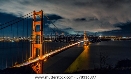 Golden Gate bridge at night in San Francisco