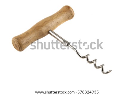 old corkscrew isolated on a white background