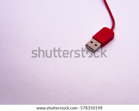 A red USB line on the white isolated background.
