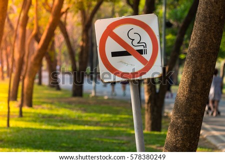No smoking post in public park