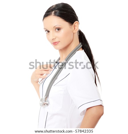 Female doctor isolated on white background