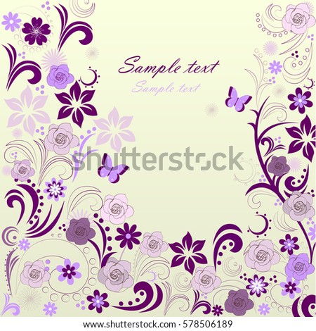 Vector floral background in purple colors 