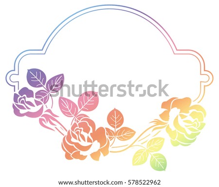 Gradient frame with roses. Color frame with roses for advertisements, wedding invitations or greeting cards. Raster clip art.