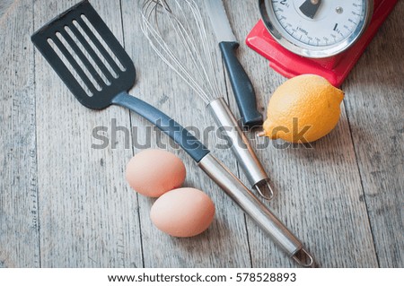 Ingredients for making pancakes