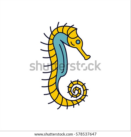 Seahorse symbol simple flat icon on background