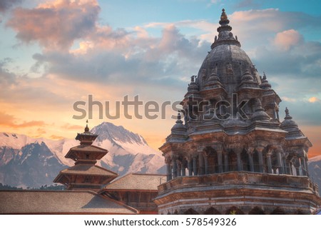 Temples of Durbar Square in Bhaktapur, Kathmandu valey, Nepal. Royalty-Free Stock Photo #578549326