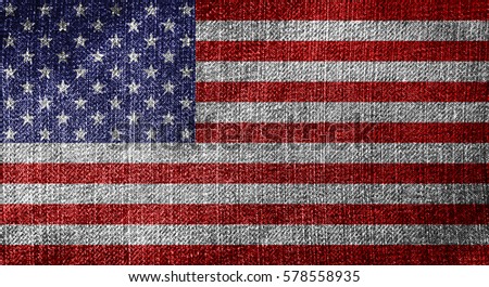 Waving  Flag United States , United States flag on soft and smooth silk texture