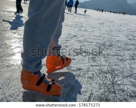 male legs ice skating