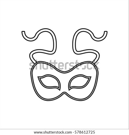 Carnival or Mardi Gras mask symbol simple line icon on background