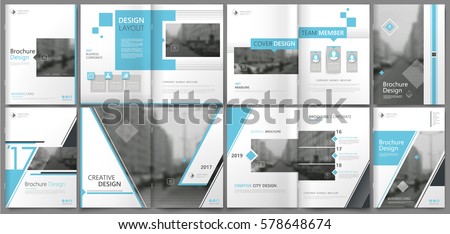 Abstract binder art. White a4 brochure cover design. Info banner frame. Elegant ad flyer text. Title sheet model set. Fancy vector front page. City font blurb. Blue line, square, lozenge figure icon Royalty-Free Stock Photo #578648674
