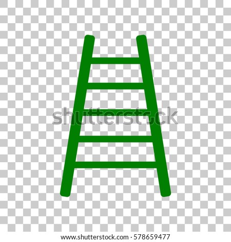 Ladder sign illustration. Dark green icon on transparent background.
