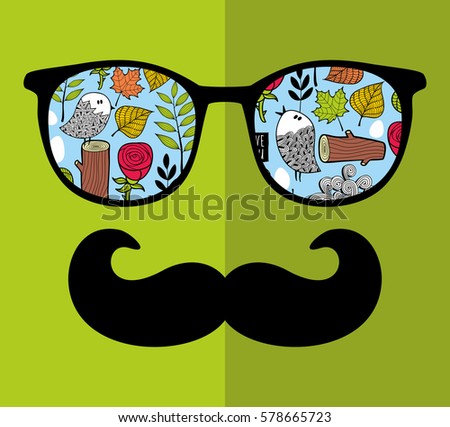 Abstract portrait of retro man in glasses. Vector face illustration.