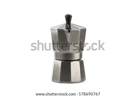Coffee maker isolated on white background. Moka close up