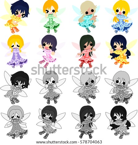 The icons of cute cute fairies