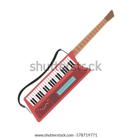 Music synthesizer guitar keyboard audio piano vector illustration.