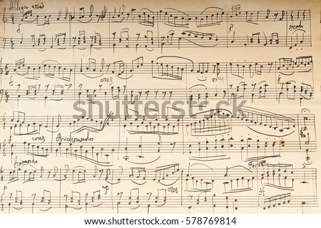 Ancient musical manuscript Royalty-Free Stock Photo #578769814