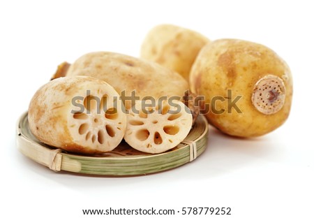 Lotus root on the white background.