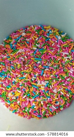 Bright Colored Rainbow Sprinkles in a Bowl
