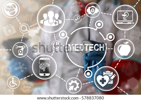 Medicine technology integration automation computing health care concept. Medtech, big data, IoT, IT, AI healthy modernization, medical engineering and rodotic healthcare development Royalty-Free Stock Photo #578837080