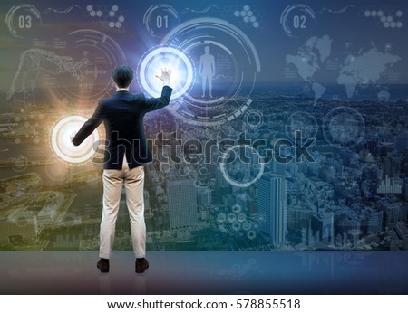 futuristic graphical interface and system engineer, abstract image visual