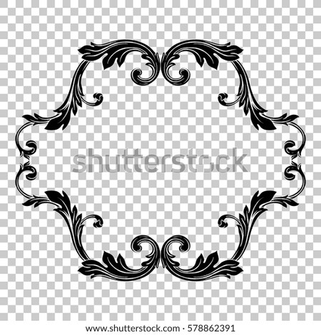 Isolated vintage baroque ornament retro pattern antique style acanthus. Decorative design element filigree calligraphy vector. You can use for wedding decoration of greeting card and laser cutting.