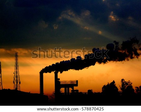 Industrial smoke in sky